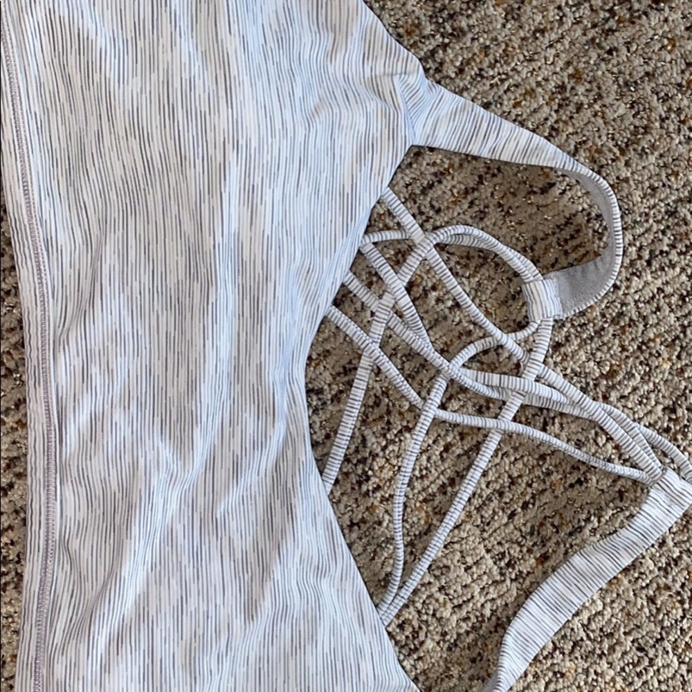 White/grey Lululemon sports bra